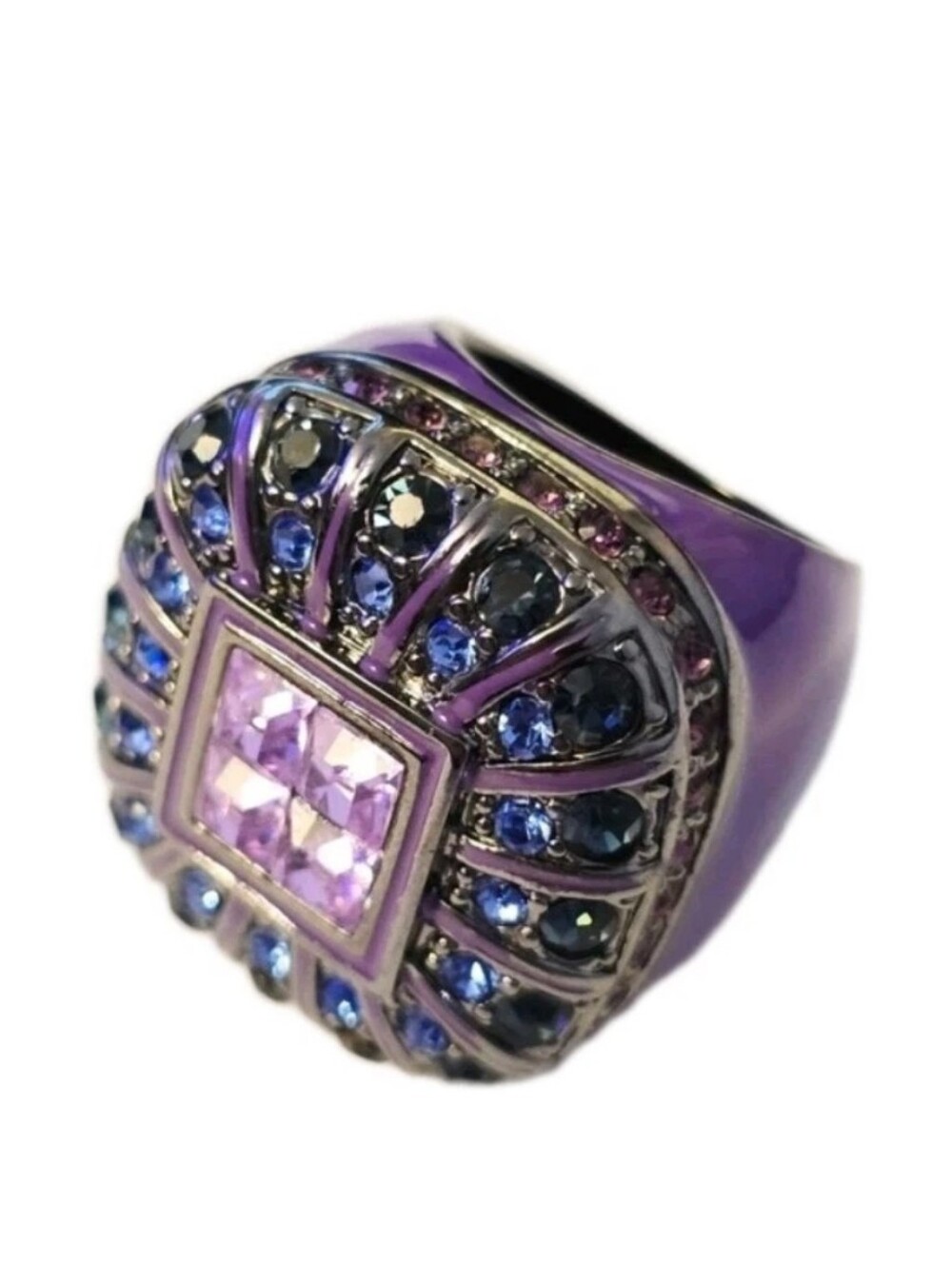 Designer Princess Amanda Borghese Signet Cocktail Ring Size 7 Purple Heidi Daus